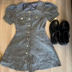 GRL 半袖ツイード風ミニワンピース＆ブーツ