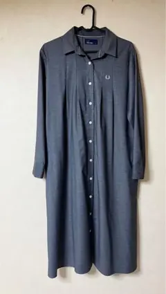 FRED PERRY グレー シャツワンピース 長袖