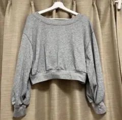 【美品】肩ギャザーオフィショルスウェットトップス　グレー　moussy ZARA