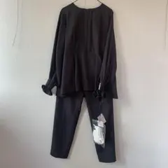 チャコール　パールボタン付き セットアップ