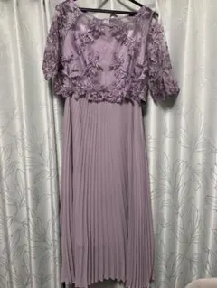 GIRL パープル ドレス 結婚式 パーティー レース 半袖