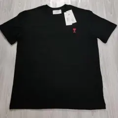 新品タグ付き】ami parisアミパリス 半袖ポロシャツ黒 M 男女兼用