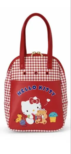 サンリオ手芸部　レトロハローキティ チェック柄バッグ 赤