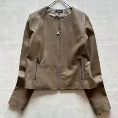 2021AW✨Theory ノーカラーレザージャケット　羊革 本革ベージュ　S