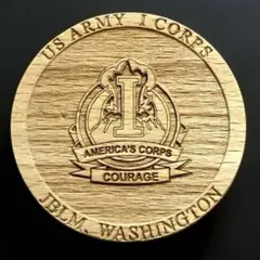 【レア】米陸軍 第1軍団 木製 チャレンジコイン 米軍 JBLM 記念品
