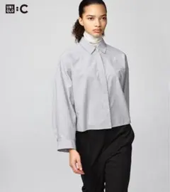 UNIQLO C コットンコクーンシャツ　ストライプ 長袖シャツ XL