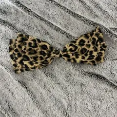 【匿名配送】レオパード柄(ヒョウ柄) リボンヘアクリップ