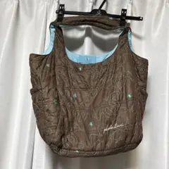 ブラウン刺繍キルティングトートバッグ