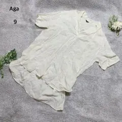 アーガ　シャツワンピース　半袖　リネン混　日本製　ゆったり　体型カバー　ゆるダボ