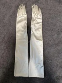 ホワイト サテン ウェディンググローブ ロング