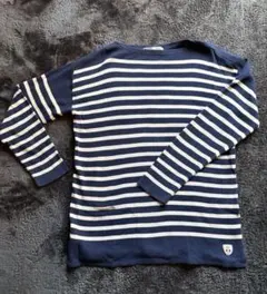 Fileuse d'Arvorフランス製コットンボーダーニットサイズL ネイビー