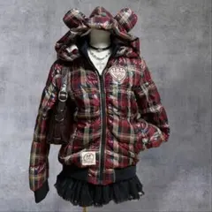 y2k 00s 平成ギャル女児グランジ 猫耳光沢ダウンジャケット Archive