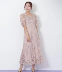 ラメコードレースバイカラードレス S