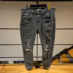 ZARA ブラック(ダークグレー)ダメージスキニーデニム USA 31 ザラ