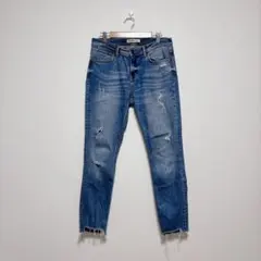ZARA BASIC デニムパンツ ダメージ加工 カットオフ　スキニー