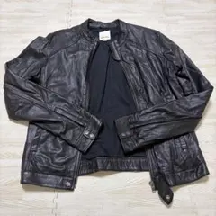 DIESEL ブラック レザー シングルライダースジャケット