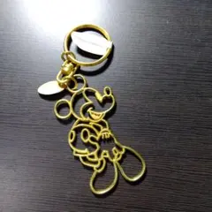 ミッキーマウス 金色キーホルダー 約12cm 未使用品