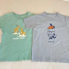 mont-bell ２枚セット　ウィックロンTシャツ熊柄　コットン鹿柄