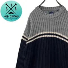 【GAP】90s オールドギャップ クルーネック ニットセーター バイカラー