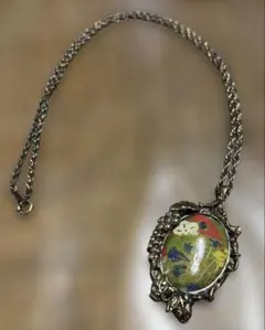 ヴィンテージ！　七宝焼　葡萄フレーム 花のネックレス