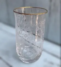 ＊未使用品＊花模様金色縁取りグラス タンブラー 5個セット 箱入り 東洋ガラス