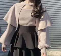 【GRL】ケープデザイン ピンク ニット トップス Fサイズ