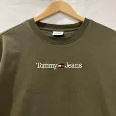 トミージーンズ 刺繍ロゴ Tシャツ カーキ グリーン S トミーヒルフィガー古着のサムネイル