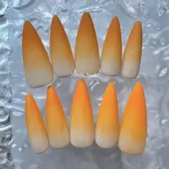 マット オレンジ グラデーション ネイルチップ