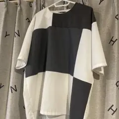 オーバーサイズ七分袖カットソー 白黒