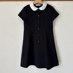 美品✨プラスワン＊フォーマルワンピース ブラック 冠婚葬祭 白衿 130 半袖