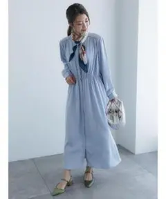 新品未使用 ライトブルー シャツワンピース 長袖 テチチ