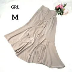 ☆グレイル　フリルロングスカート　M　ウエストゴム　グレージュ　エレガント137