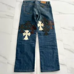 超レア A&G クロスパッチ レザー切替 リーバイス501xx カスタムデニムのサムネイル