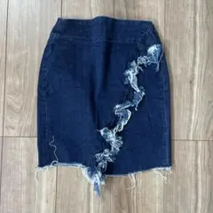 EVRIS デニムミニスカート フリンジ加工　スカート　レディース服