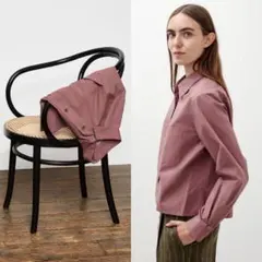 マーガレットハウエル 22AW マットコットンポプリンシャツ　ローズピンクのサムネイル