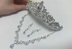 ウェディング 結婚式 シルバー ティアラ ネックレス ピアス