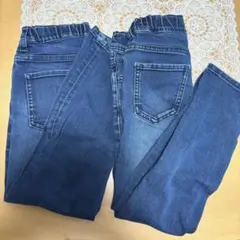 120 UNIQLO ウエストゴム デニムパンツ 2点セット　キッズS 青