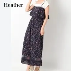 【美品】Heatherヘザー　花柄オフショルサロペット　オールインワン フラワーのサムネイル