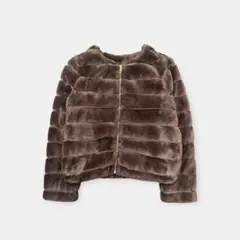 【美品】クリアインプレッション フェイクファージャケット ブラウン サイズ3のサムネイル