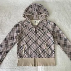 バーバリーブルーレーベル　ジップアップパーカー　ノバチェック　ホースロゴ　M