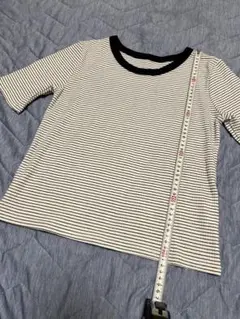 五分袖　tシャツ トップス　ボーダー　白　黒　M L