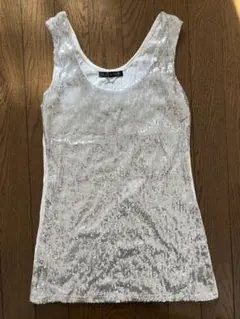 GORGE スパンコール ホワイトタンクトップ