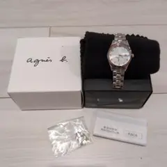 agnès b. シルバー×フチゴールド ホワイト 時計