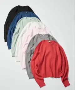 ⭐️新品タグ付き⭐️ユニクロ・スムースコットンクルーネックセーター・ピンク・XL