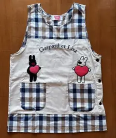 【新品】【未使用】リサとガスパールエプロン　保育士エプロン M〜L チェック柄