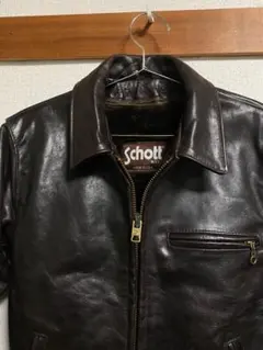 美品 希少 ショットトラッカージャケット 642VS 赤茶 本革 34