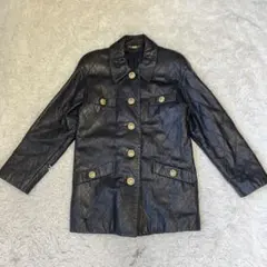 【訳あり】J&R　ジェイアンドアール　レザージャケット　キルティング　金ボタン