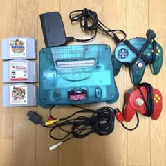 m*i様 Nintendo64 クリアブルー 本体セット コントローラー2個 ソ