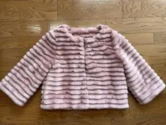 薄いピンク ストライプ模様 フェイクファージャケット