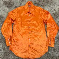 Paul Smith サテン シャツ 長袖 オレンジ 光沢 メンズ ドレスシャツ